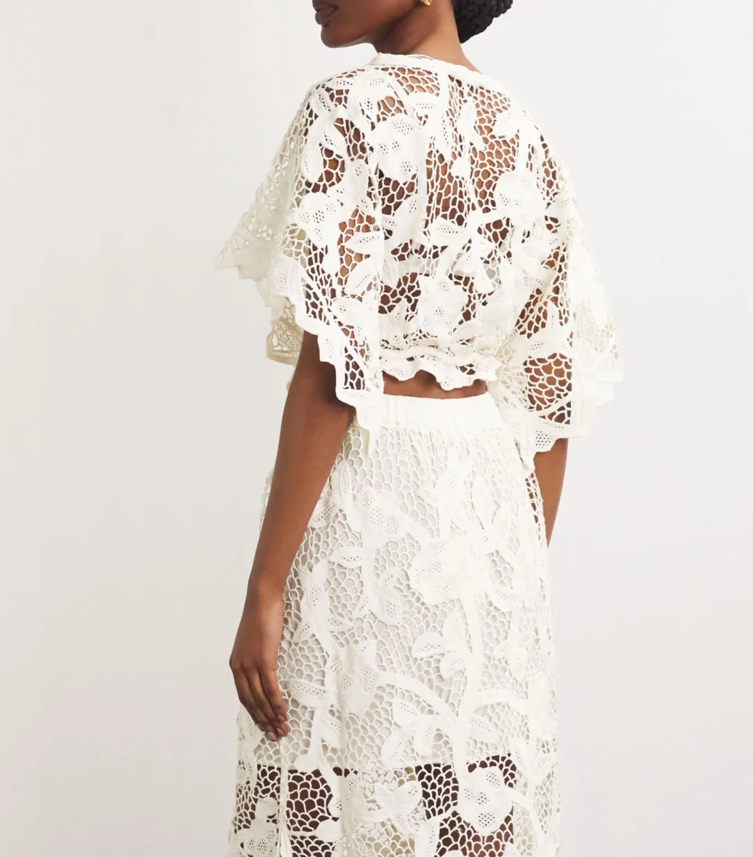 Zimmermann Golden Crochet Lace Top and Skirt Set Ivory Size 0 / AU 8 for rent on The Volte - main image