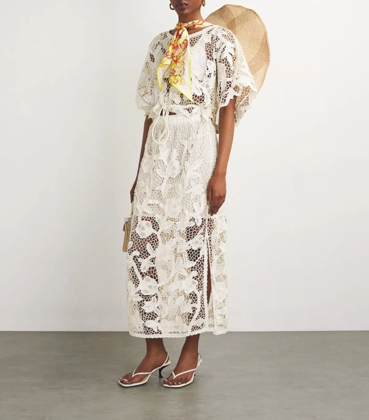 Zimmermann Golden Crochet Lace Top and Skirt Set Ivory Size 0 / AU 8 - Image 1