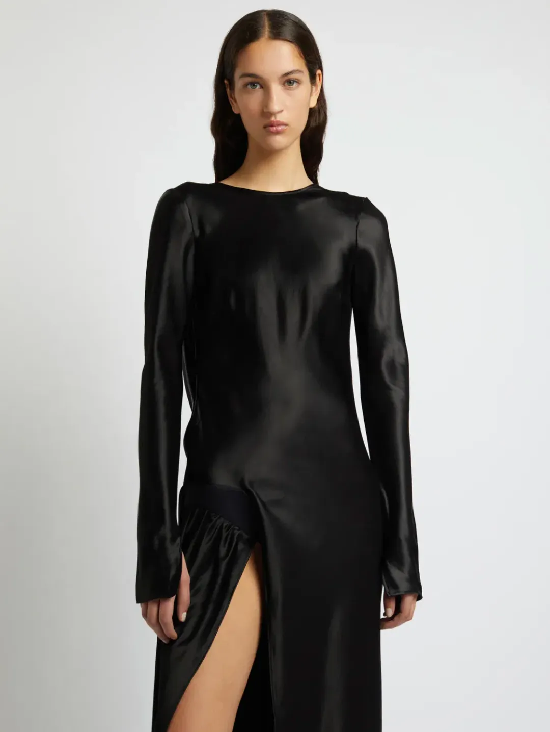 Christopher Esber Palladium Long Sleeve Tuck Dress Black Size 8 for rent on The Volte - main image