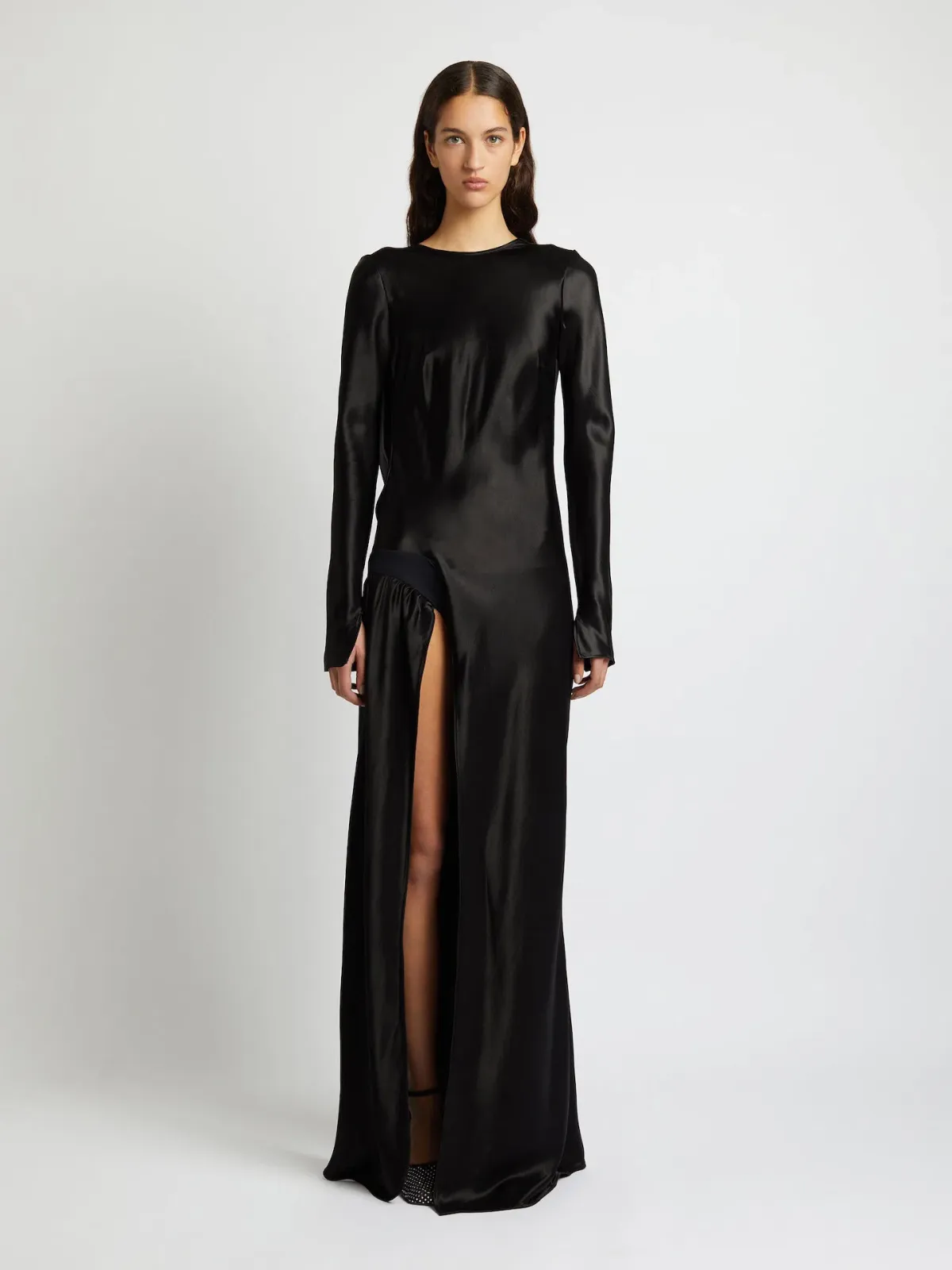 Christopher Esber Palladium Long Sleeve Tuck Dress Black Size 8 for rent on The Volte - main image