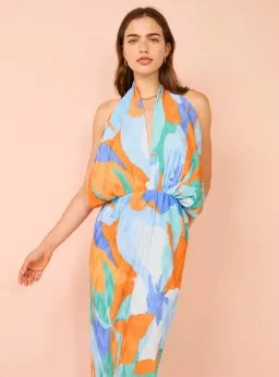 Lidee Riviera Sleeveless Gown In Capri Print Orange Size 6 for rent on The Volte - image 7