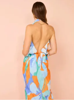 Lidee Riviera Sleeveless Gown In Capri Print Orange Size 6 for rent on The Volte - image 8