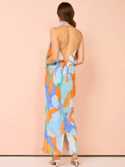 Lidee Riviera Sleeveless Gown In Capri Print Orange Size 6 for rent on The Volte - image 4