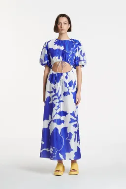 Sir The Label Vivi Puff Sleeve Midi Dress Blue Size 0/ AU 8 for rent on The Volte - image 1