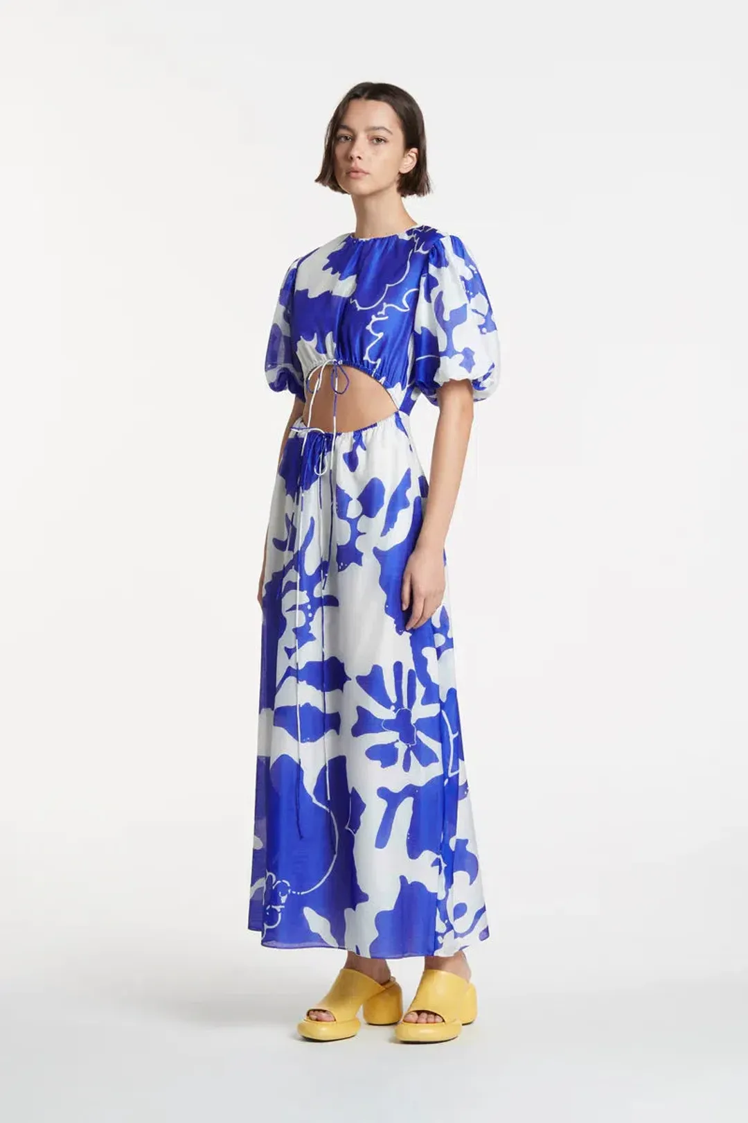 Sir The Label Vivi Puff Sleeve Midi Dress Blue Size 0/ AU 8 for rent on The Volte - main image