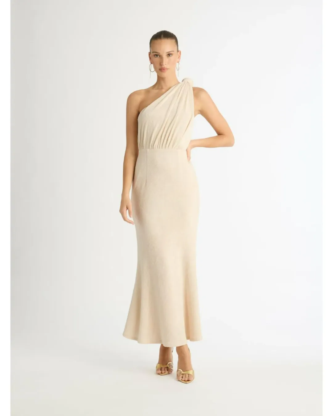 Sheike Freedom One-Shoulder Dress Neutral Size AU 8 for rent on The Volte - main image