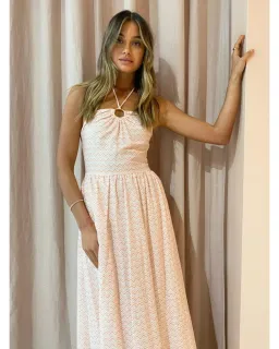 By Nicola Canary Maxi Dress Melon Chevron Size AU 14 for rent on The Volte - image 2