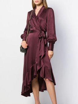 Zimmermann Espionage Wrap Dress Burgundy Size 1 /AU 10 for rent on The Volte - image 2