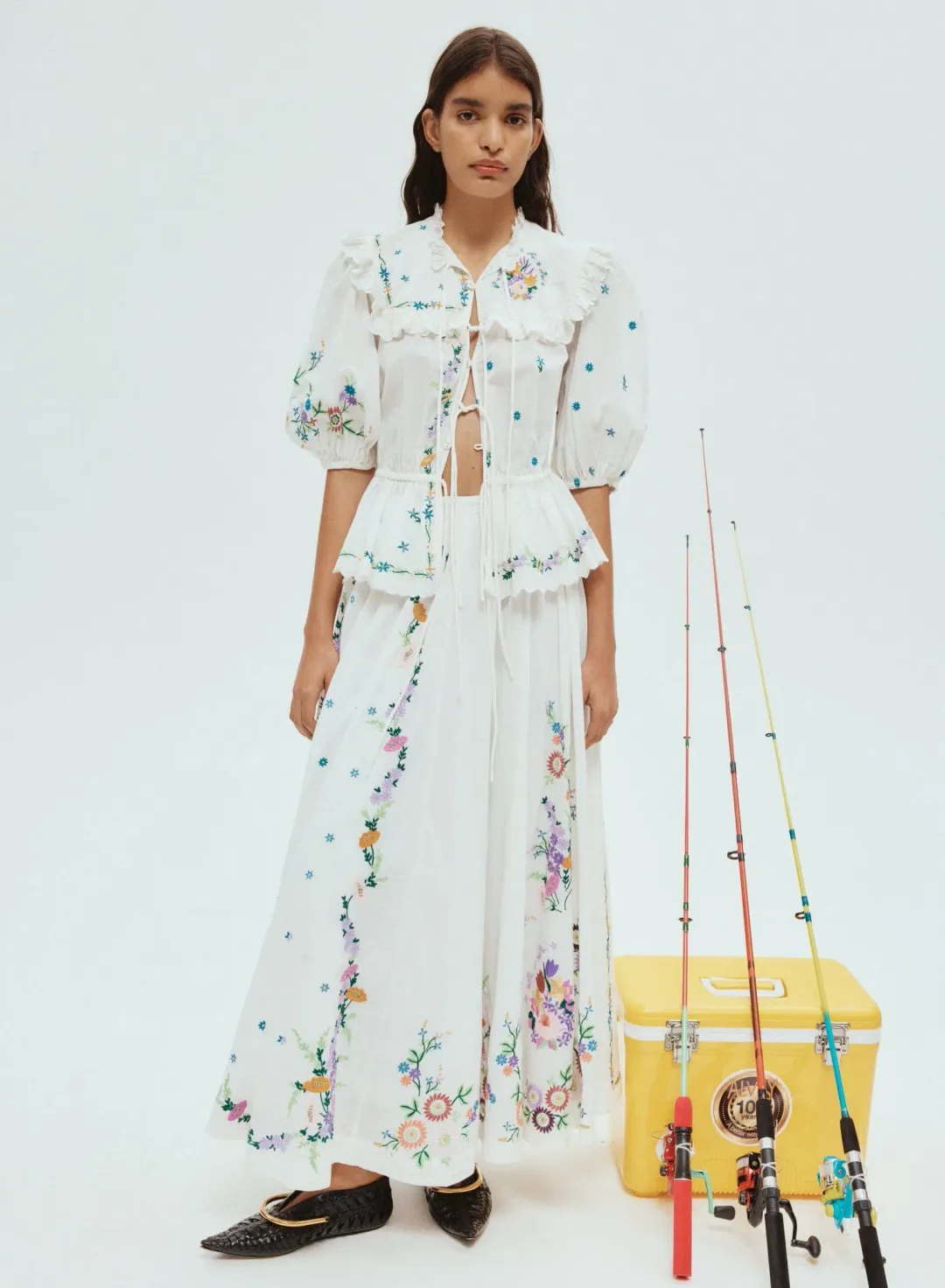 Alemais Willa Embroidered Blouse and Skirt Set Floral Size 14 for rent on The Volte - main image