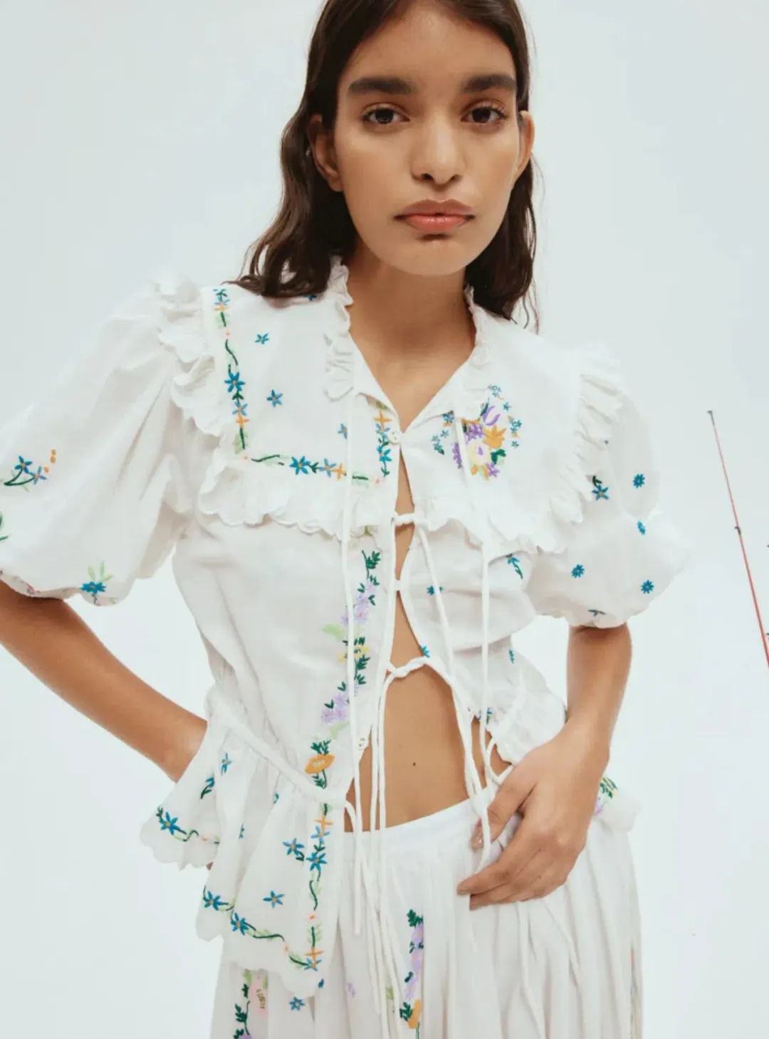 Alemais Willa Embroidered Blouse and Skirt Set Floral Size 14 for rent on The Volte - main image