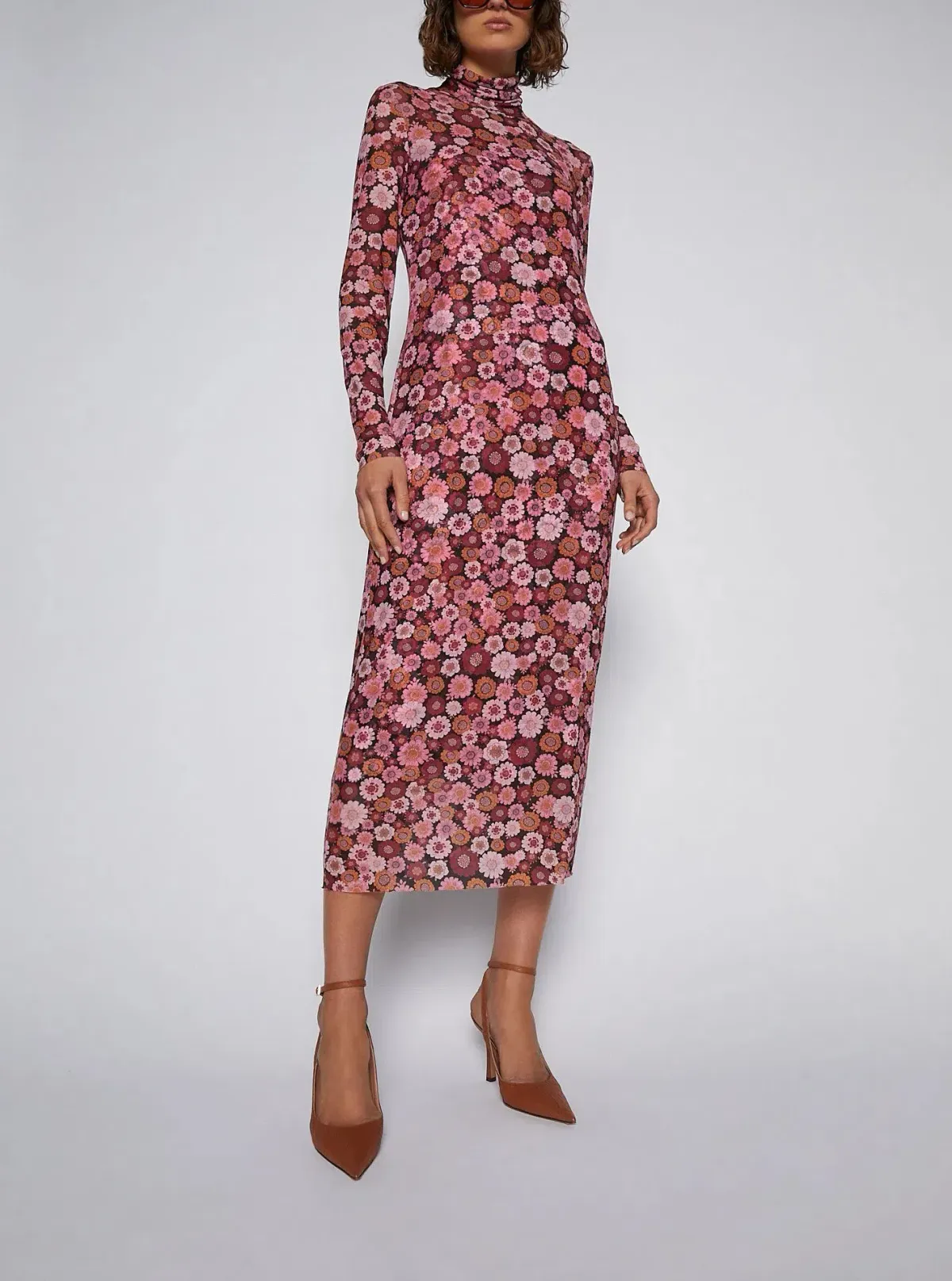 Scanlan Theodore Floral Mesh Dress Pink Size 8 for rent on The Volte - main image