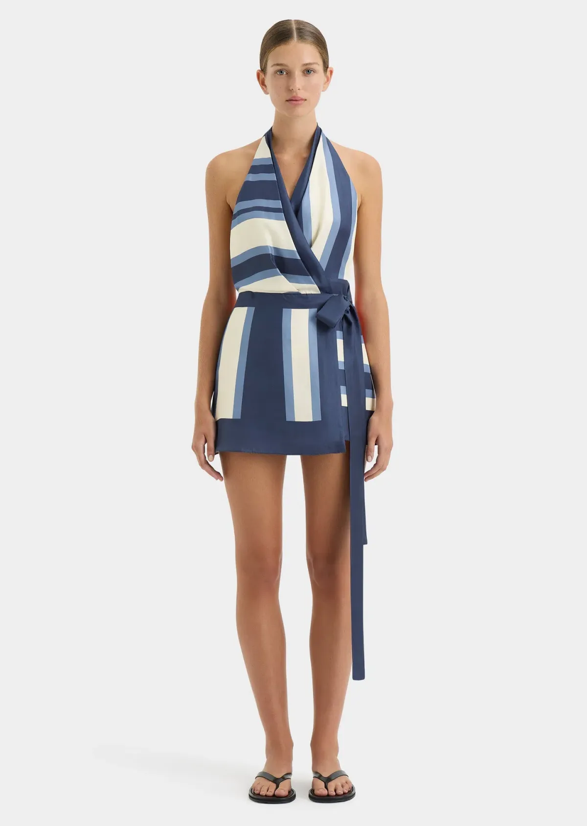 Sir The Label Dazed Wrap Halter Mini Dress Studio Print Size 3 / AU 12 - Image 1