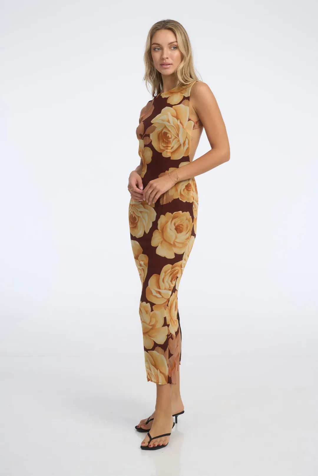 Isabelle Quinn Audrey Midi Dress Maple Floral Size 12 for rent on The Volte - main image