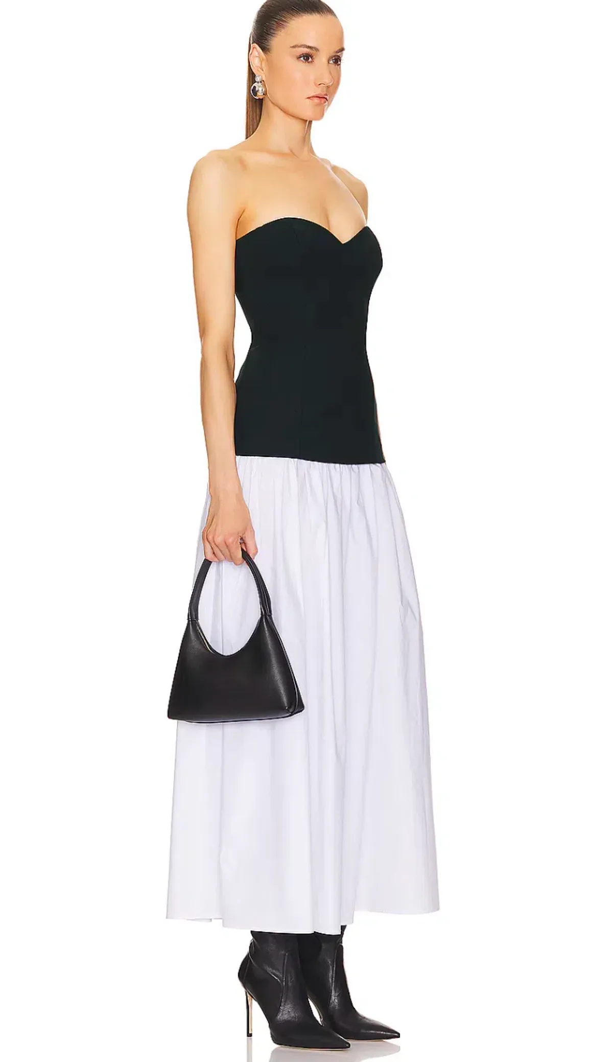 Helsa Faille Colorblock Midi Dress Black/White Size 8 - Image 7