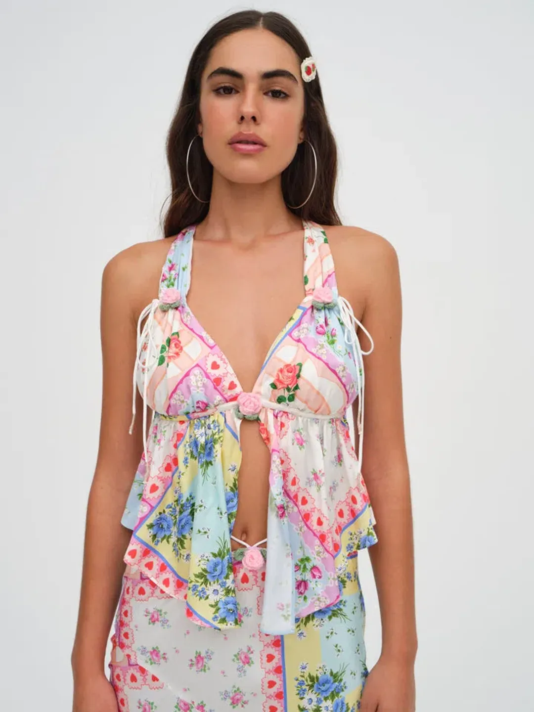For Love & Lemons Cassandra Two Piece Set Multi Print Size S/au 8 for rent on The Volte - main image