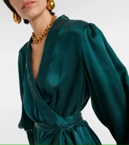 Zimmermann Silk Wrap Mini Dress in Emerald Size 0 / AU 8 for rent on The Volte - image 2
