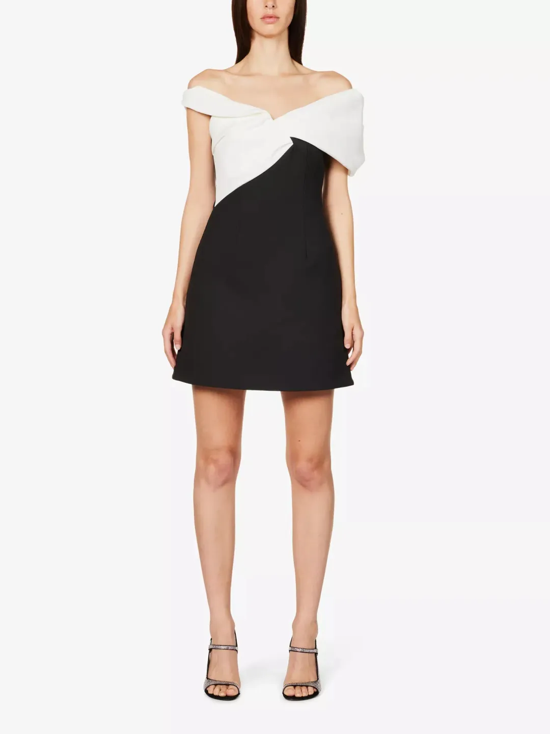 Rachel Gilbert Matteo Asymmetrical Mini Dress Black/White Size 1 / AU 8 for rent on The Volte - main image