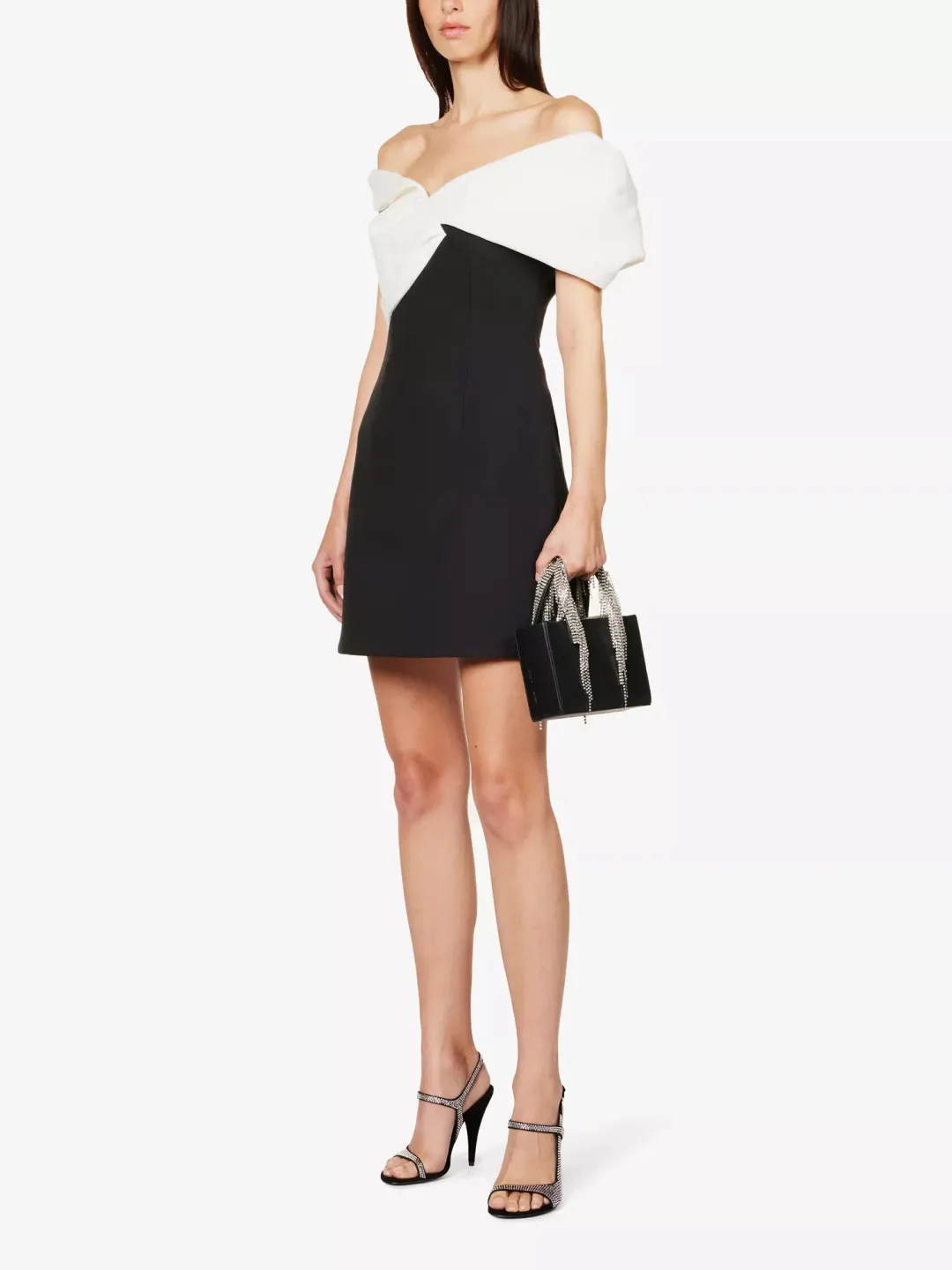 Rachel Gilbert Matteo Asymmetrical Mini Dress Black/White Size 1 / AU 8 for rent on The Volte - main image