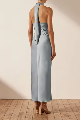 Shona Joy Luxe Gathered Halter Midi Dress in Azure Size 8 for rent on The Volte - image 2