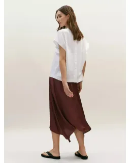 Massimo Dutti "Flowing Asymmetric" Midi Skirt Burgundy Size AU 6 for rent on The Volte - image 2