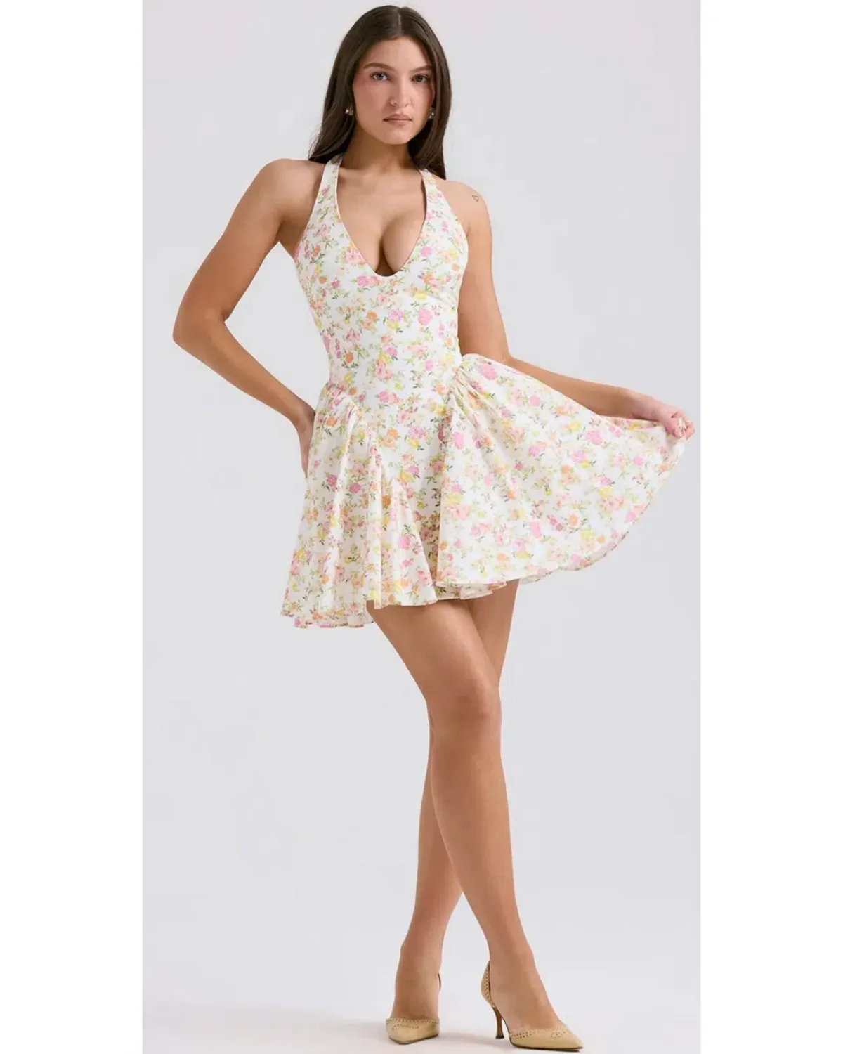 House of CB Valentia Dress Ivory Meadow Print Size AU 8 for rent on The Volte - main image