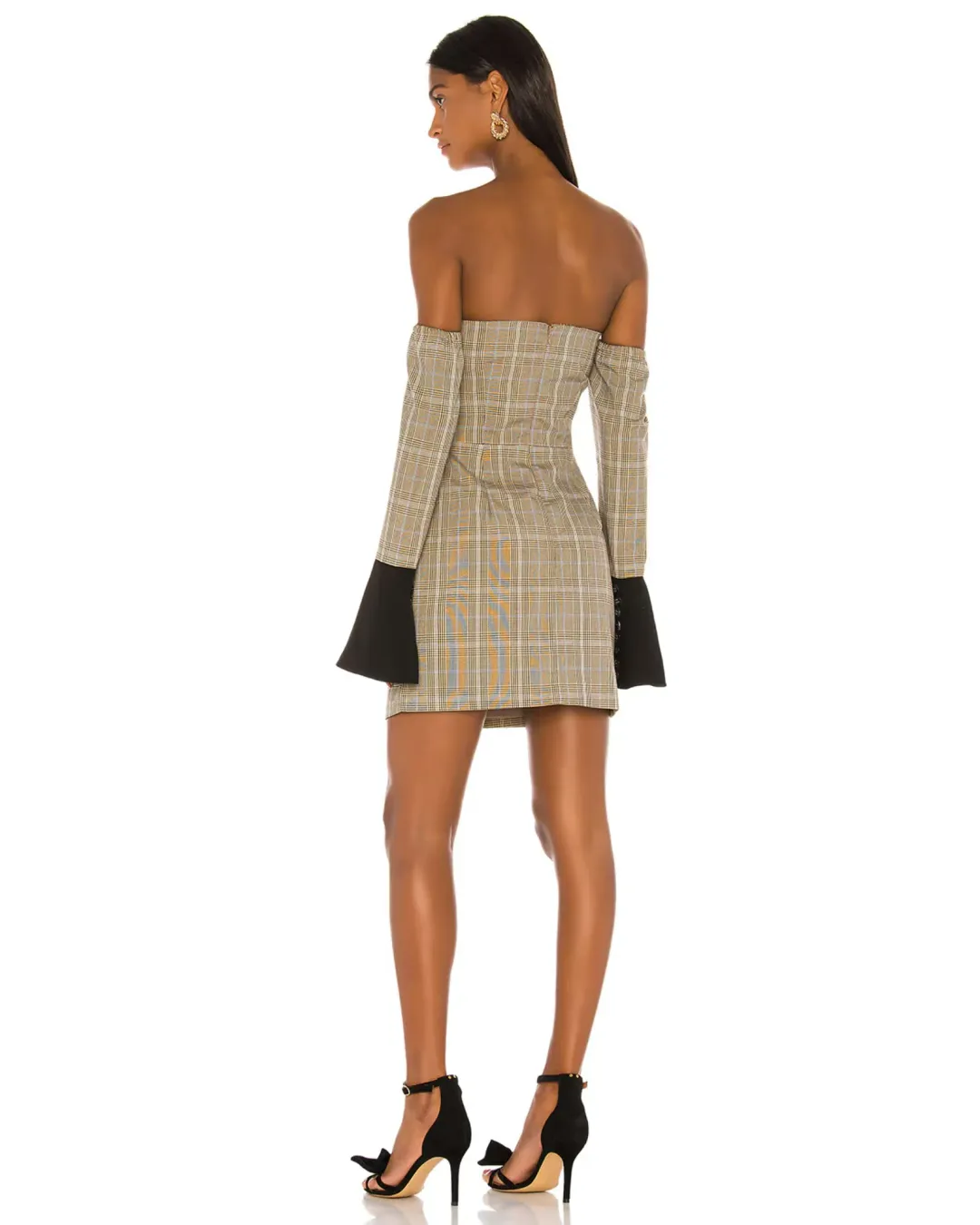 Atoir Sharp Edges Mini Dress Tan, Blue Check & Black Size AU 8 for rent on The Volte - main image