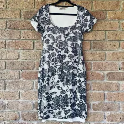 Moss & Spy Shift Bodycon Dress Black & White Sequin Size AU 8 for rent on The Volte - image 1