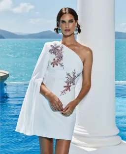 Rebecca Vallance Chantara One Shoulder Mini Dress Ivory Size 10 for rent on The Volte - image 1