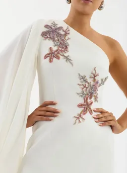 Rebecca Vallance Chantara One Shoulder Mini Dress Ivory Size 10 for rent on The Volte - image 3