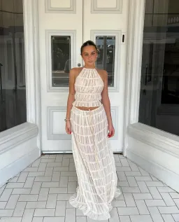 Arcina Ori Juliette Halter Top & Maxi Skirt Set Warm Cream Size S / AU 8 for rent on The Volte - image 6