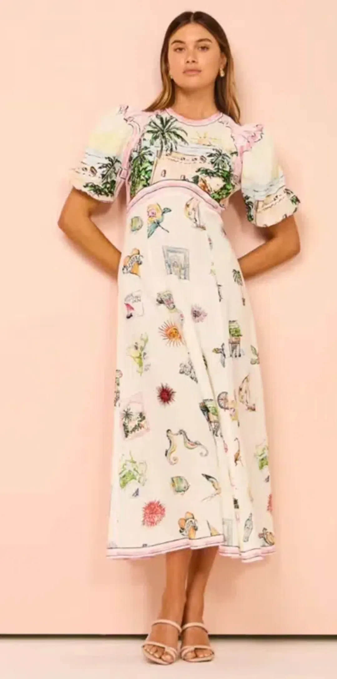 Alemais Sunset Midi Dress Multi Print Size 12 for rent on The Volte - main image