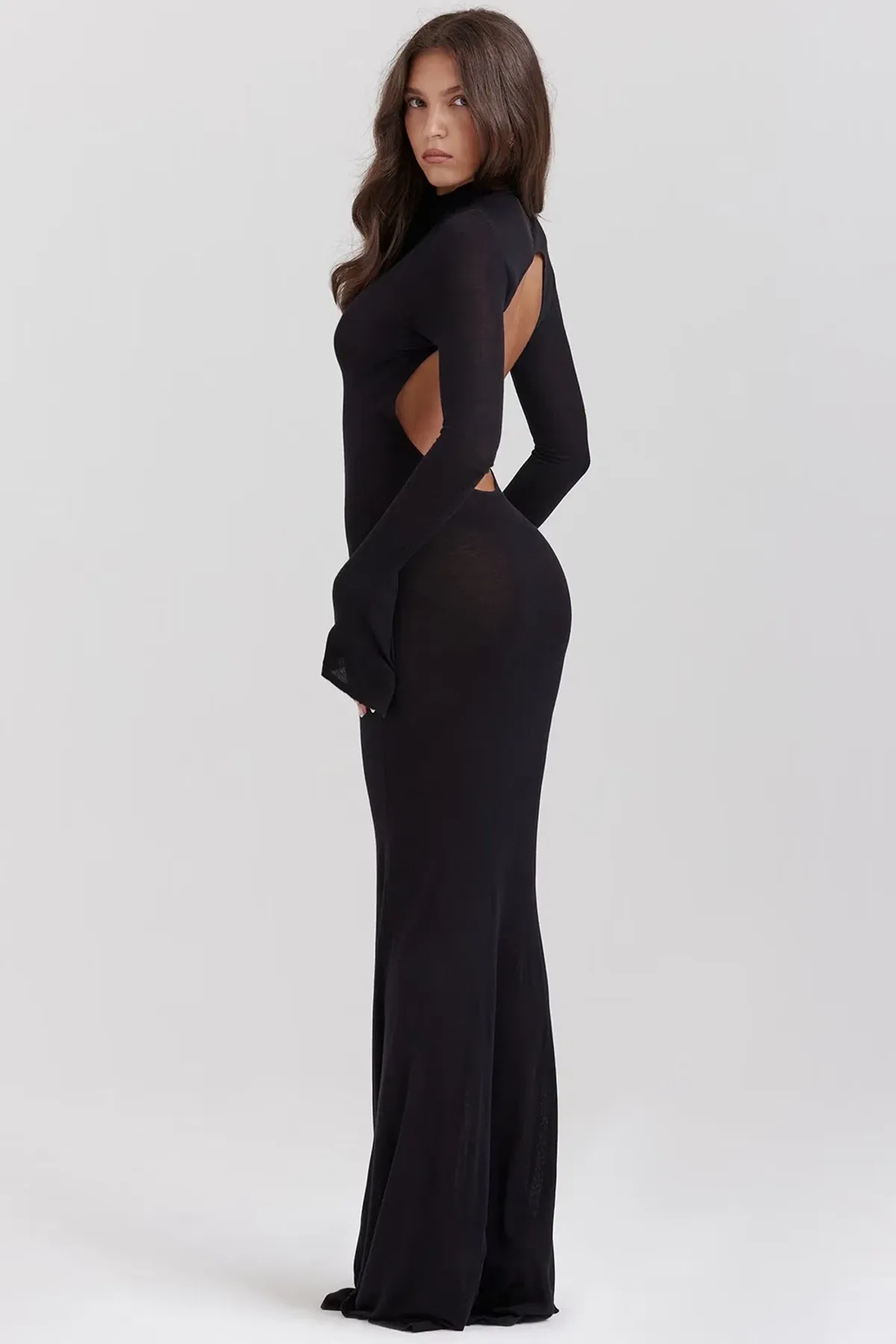 House Of Cb Sancha Black Knit Maxi Dress Black Size 6 - Image 4