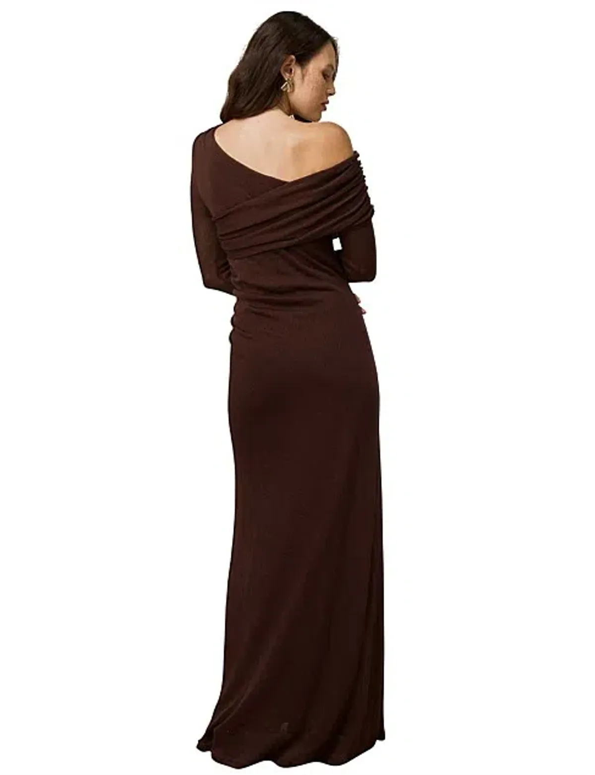 Mon Renn Overlay Sleeved Midi Dress in Chocolate Size 14 - Image 3