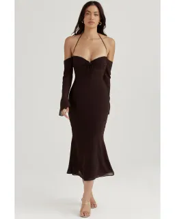 House of CB Naomi Midi Dress in Espresso Brown Size AU 6 for rent on The Volte - image 1