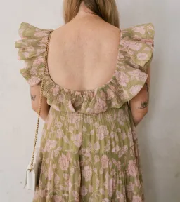 Zimmermann Lovestruck Pleated Gown Olive and Pink Rose Size 3 / AU 10-12 for rent on The Volte - image 4
