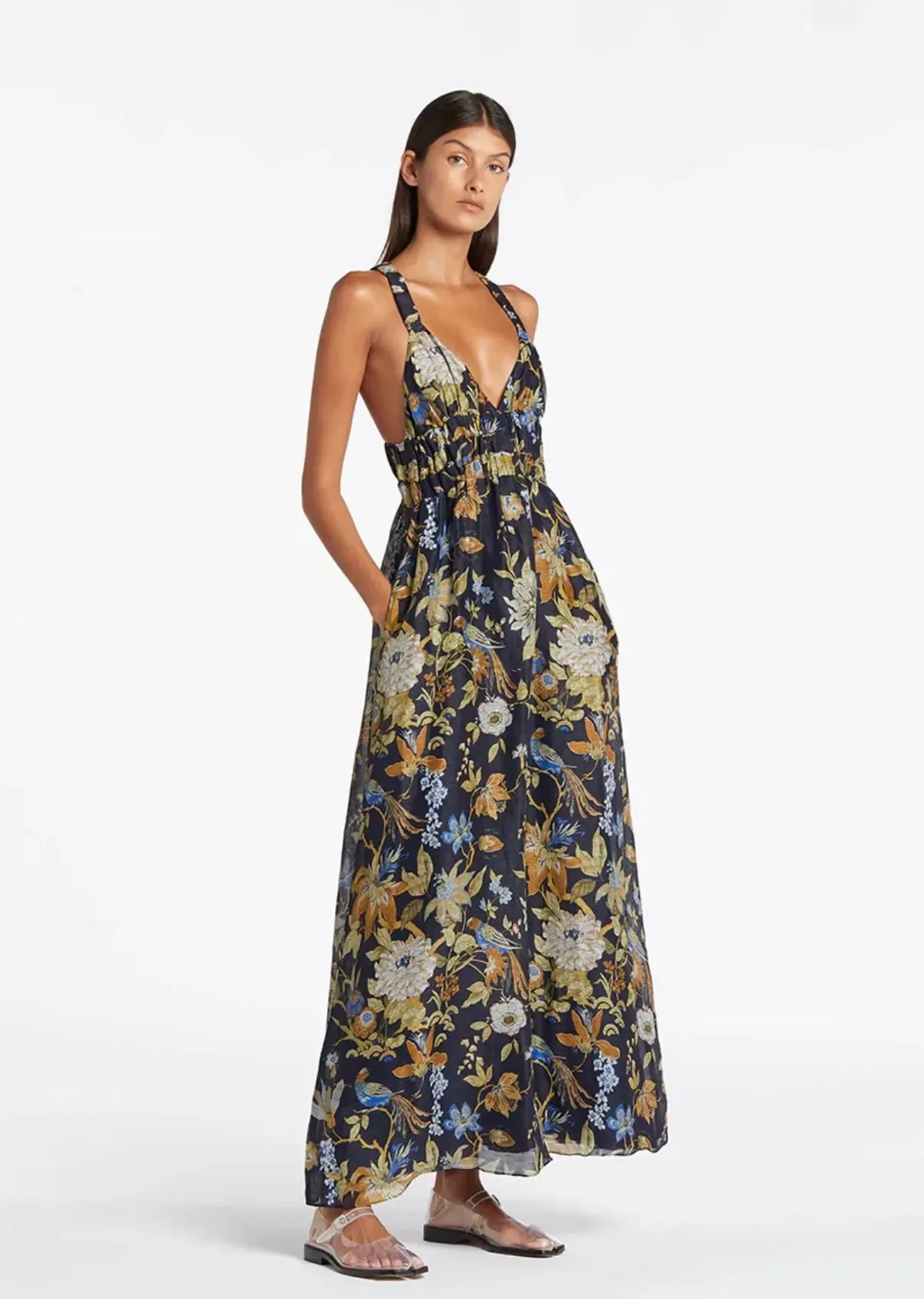 Sir the Label Lilian V Neck Dress Delia Print Size 8 for rent on The Volte - main image