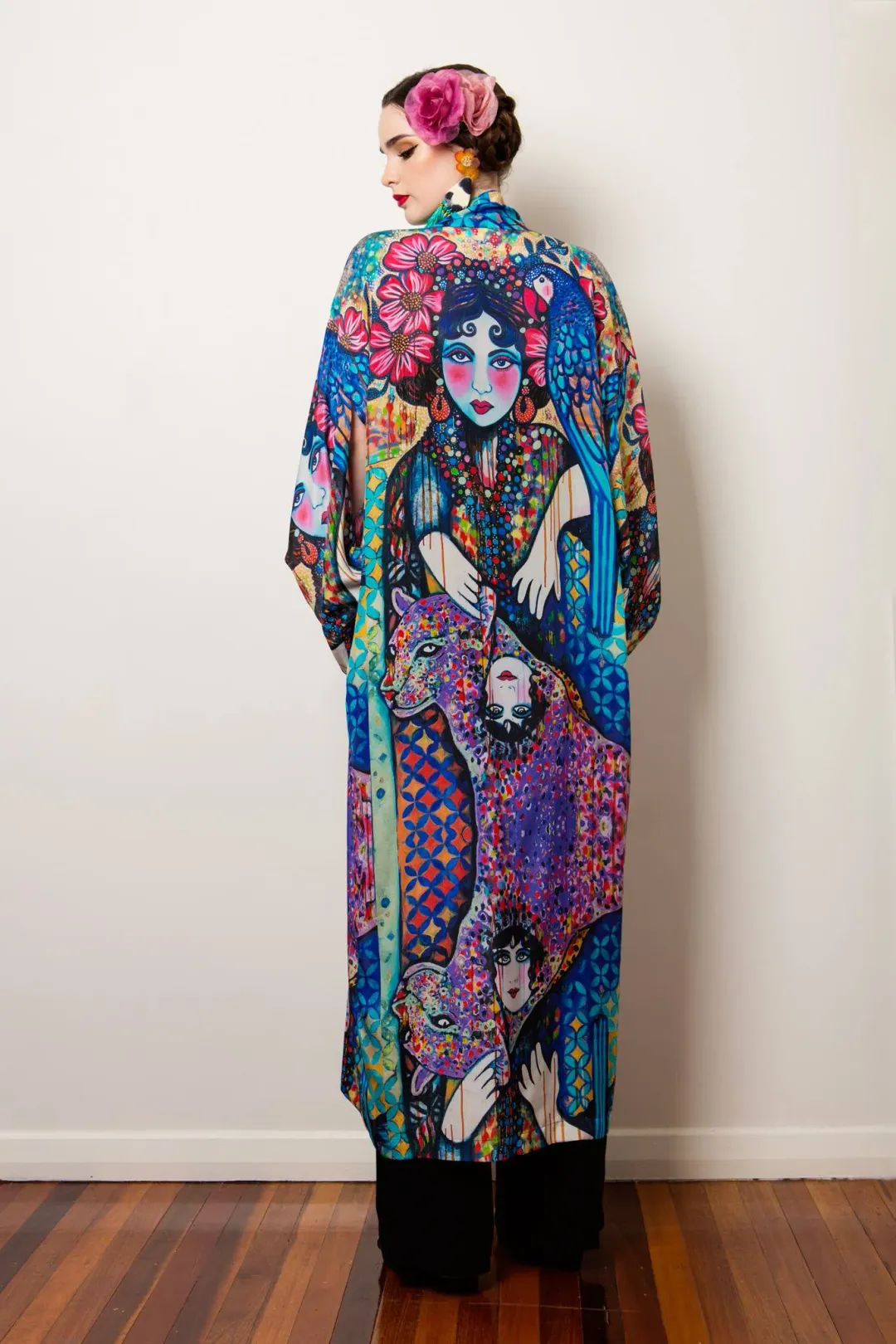 Sarah Hickey Art Silk Kimono Almost One Of A Kind Size 18 for rent on The Volte - main image