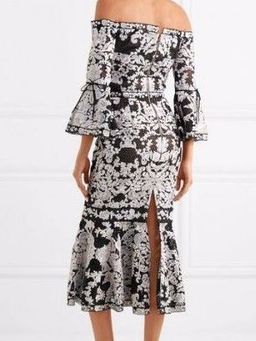 Marchesa Notte Guipure Lace and Tulle Dress Size 10 for rent on The Volte - image 2