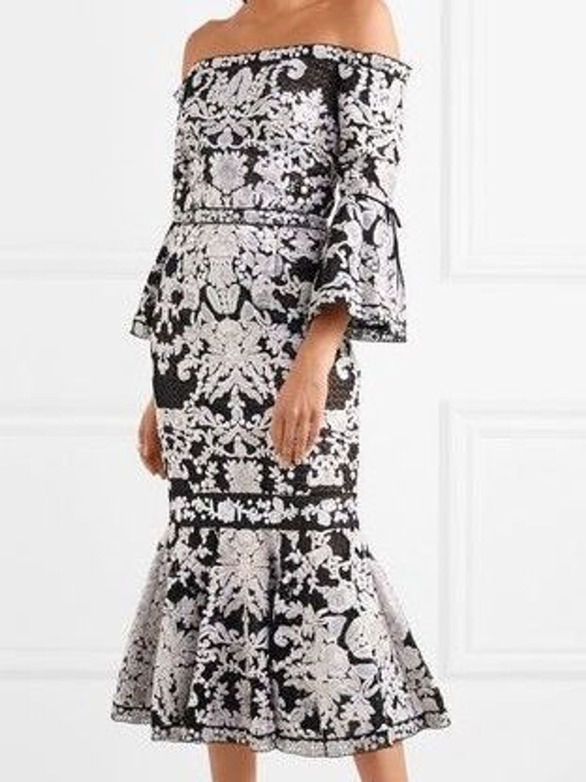 Marchesa Notte Guipure Lace and Tulle Dress Size 10 - Image 3