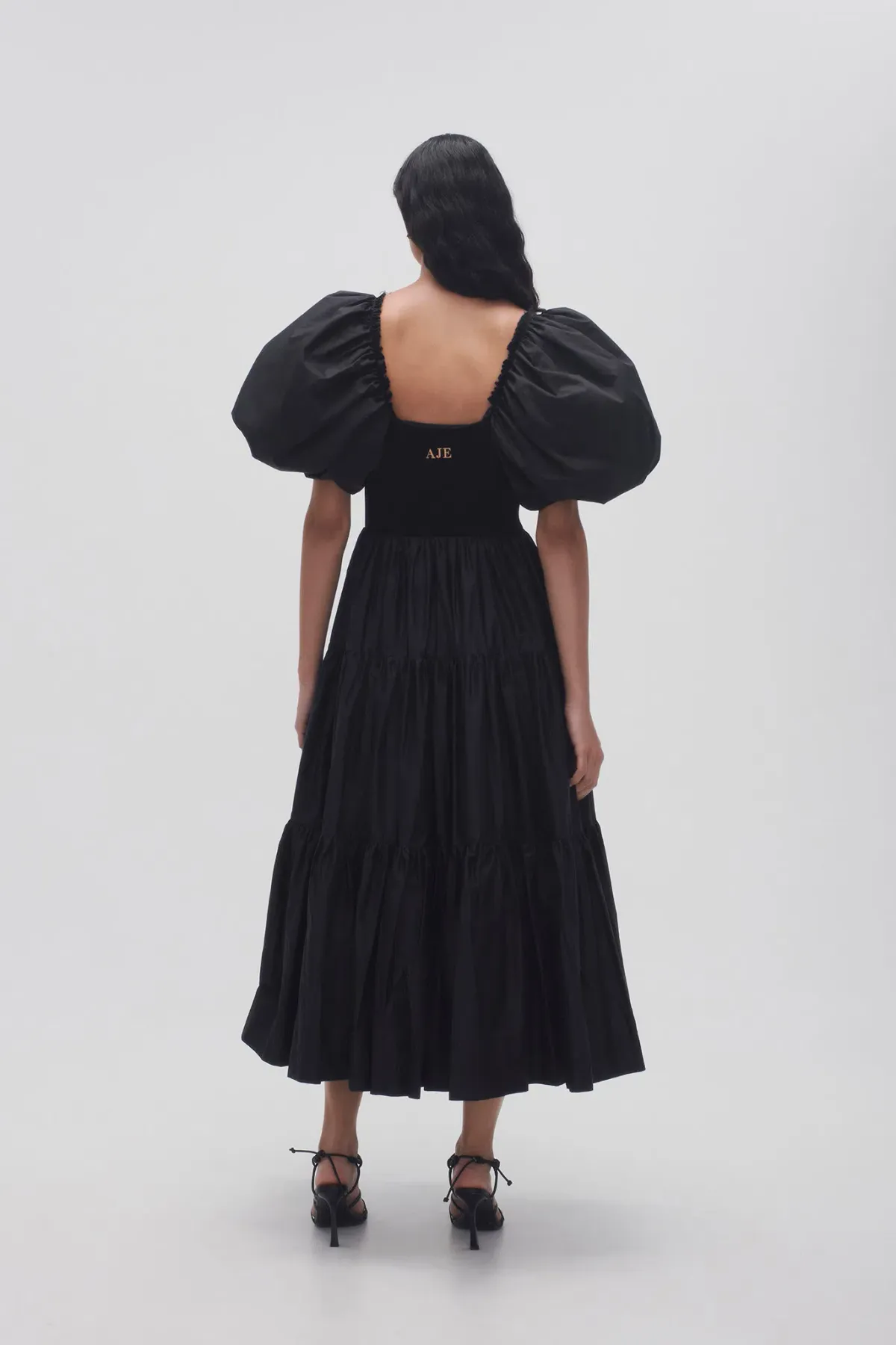 Aje Casa Puff Sleeve Midi Dress Black Size 14 - Image 2