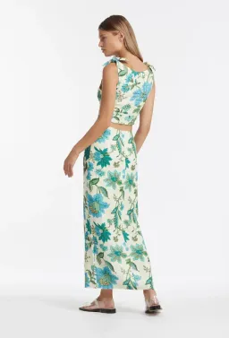 Sir the Label Alexandre Midi Skirt in Blue Floral Marguerite Print Size 1 /AU 8 for rent on The Volte - image 2