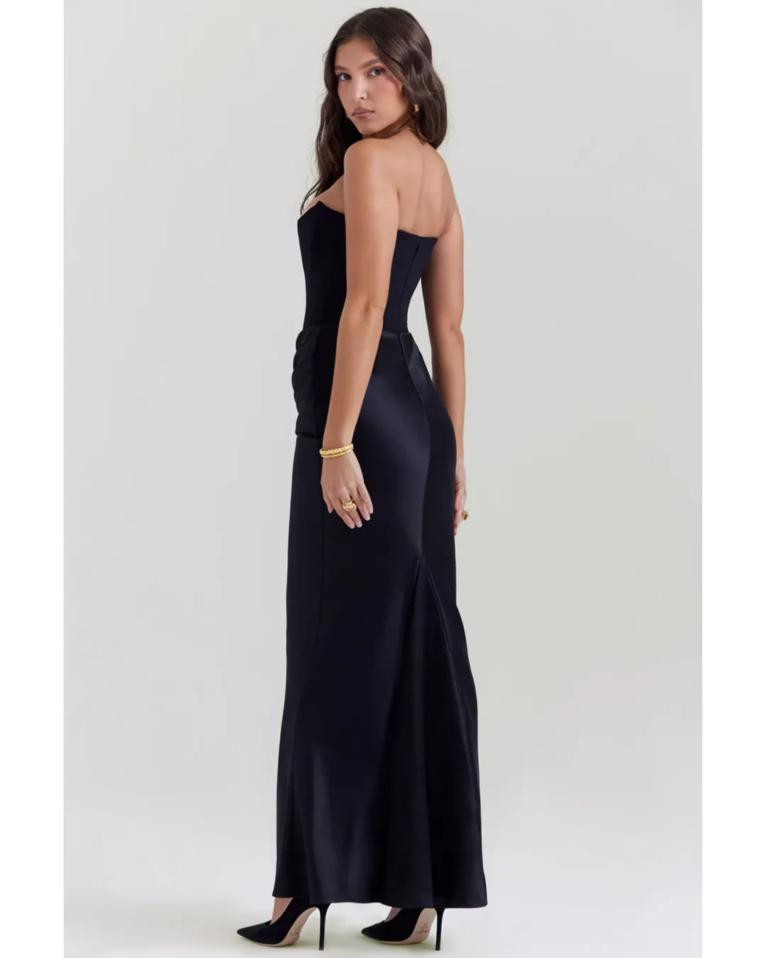 House Of CB Persephone Strapless Corset Dress Black Size AU 8 for rent on The Volte - main image