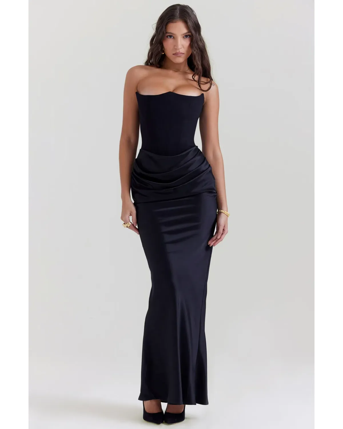 House Of CB Persephone Strapless Corset Dress Black Size AU 8 - Image 3