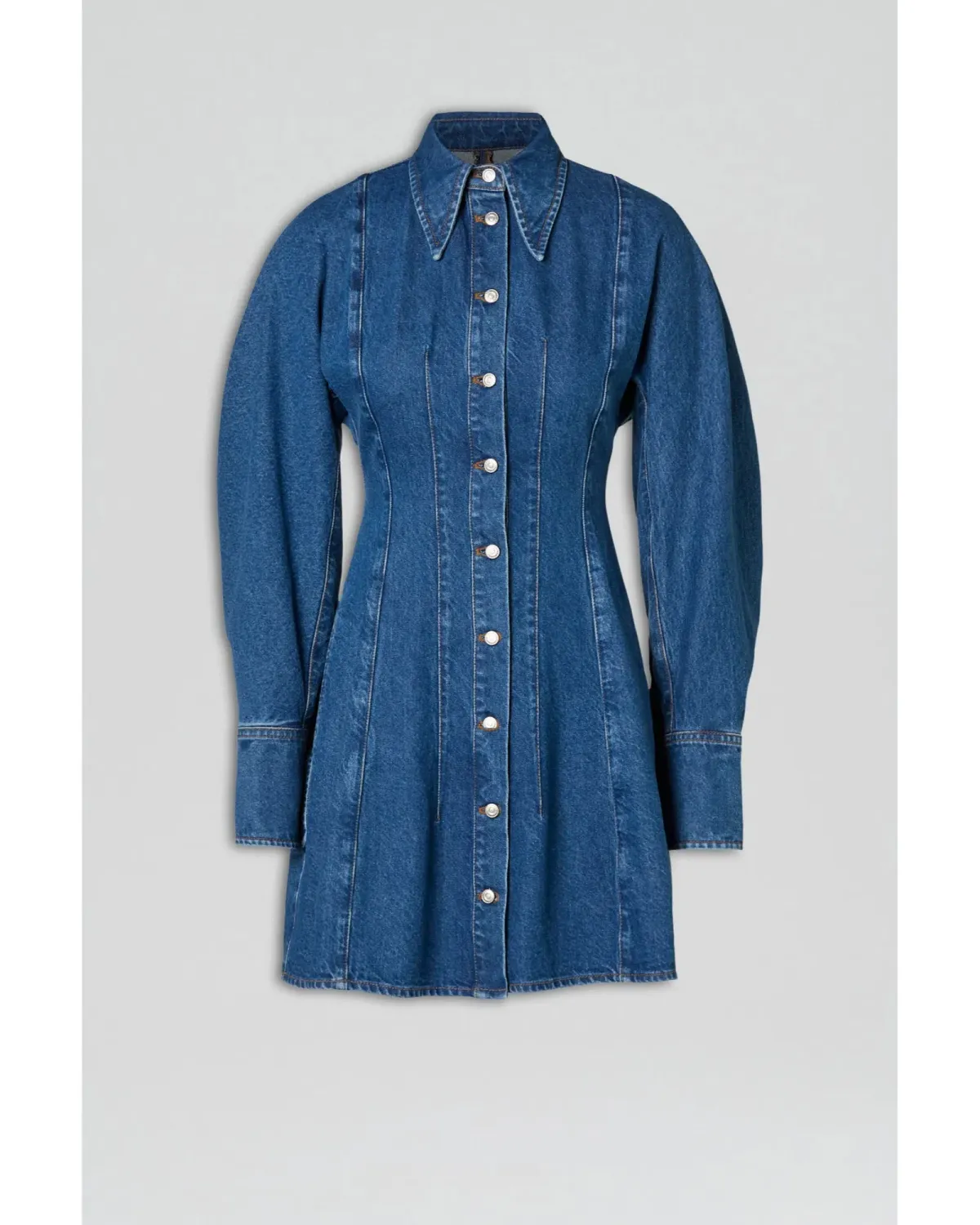 Scanlan Theodore Denim Cocoon Sleeve Mini Dress Blue Size AU 10 - Image 4