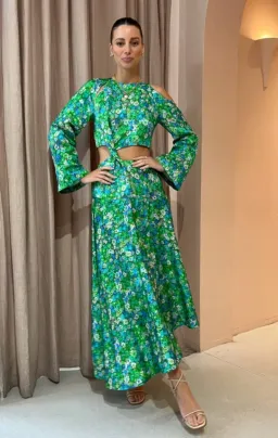 Alemais Cassandra Cut Out Midi Dress Turquoise Floral Size 6 for rent on The Volte - image 5