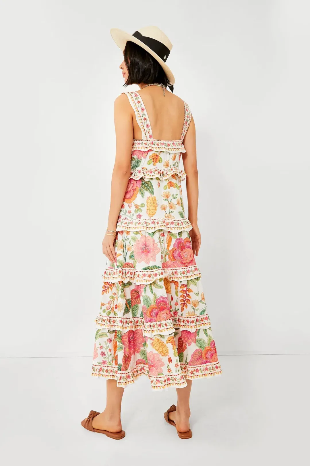 Farm Rio Macaw Bloom Ruffle Tropical Tiered Sundress Floral Size S / AU 8 for rent on The Volte - main image