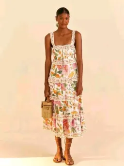 Farm Rio Macaw Bloom Ruffle Tropical Tiered Sundress Floral Size S / AU 8 for rent on The Volte - image 4