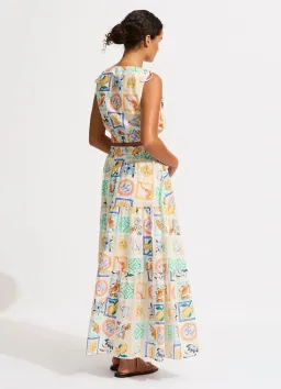 Seafolly Wish You Were Here Crop Top & Maxi Skirt Set in Atoll Blue Multi Size XS / AU 6 for rent on The Volte - image 2