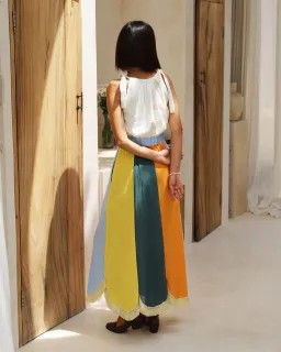 Frank & Dollys Casa Raya Cotton Reversible Fringe Maxi Dress Multi Size XS / AU 6 for rent on The Volte - image 3