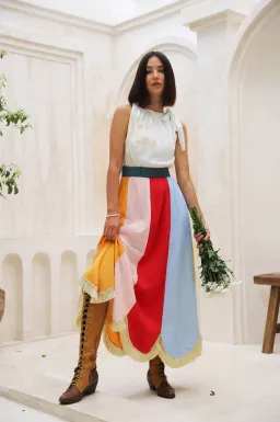 Frank & Dollys Casa Raya Cotton Reversible Fringe Maxi Dress Multi Size XS / AU 6 for rent on The Volte - image 1